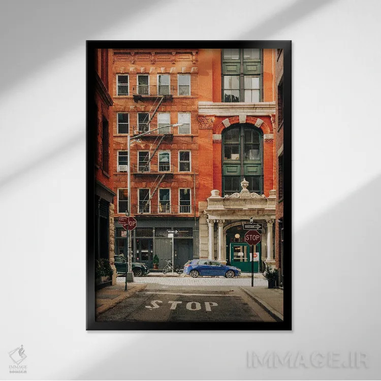 تابلو خیابان استیپل I اثر جان بیلوس - نمای قابدار مشکی