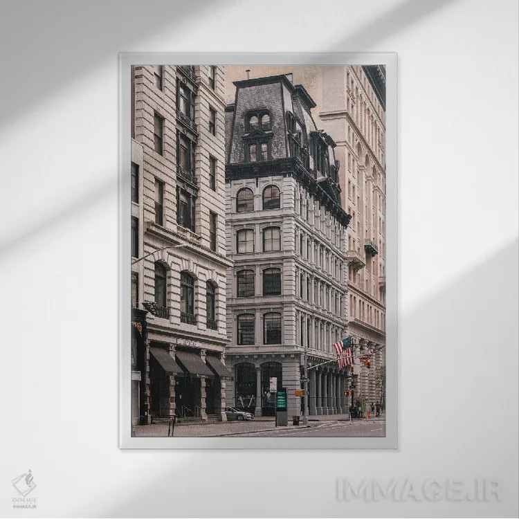 تابلو Flatiron,خیابان پنجم و نوزدهم، فلتآیرون اثر جان بیلوس - نمای قابدار سفید