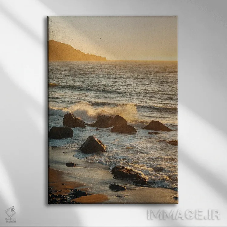 تابلو Marshall Beach,برخورد امواج، ساحل مارشال اثر جان بیلوس - نمای روبهرو روی دیوار