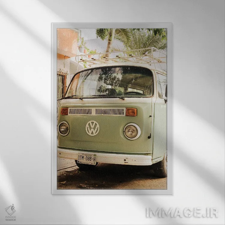 تابلو Tulum I,اتوبوس فولکس واگن، تولوم I اثر جان بیلوس - نمای قابدار سفید