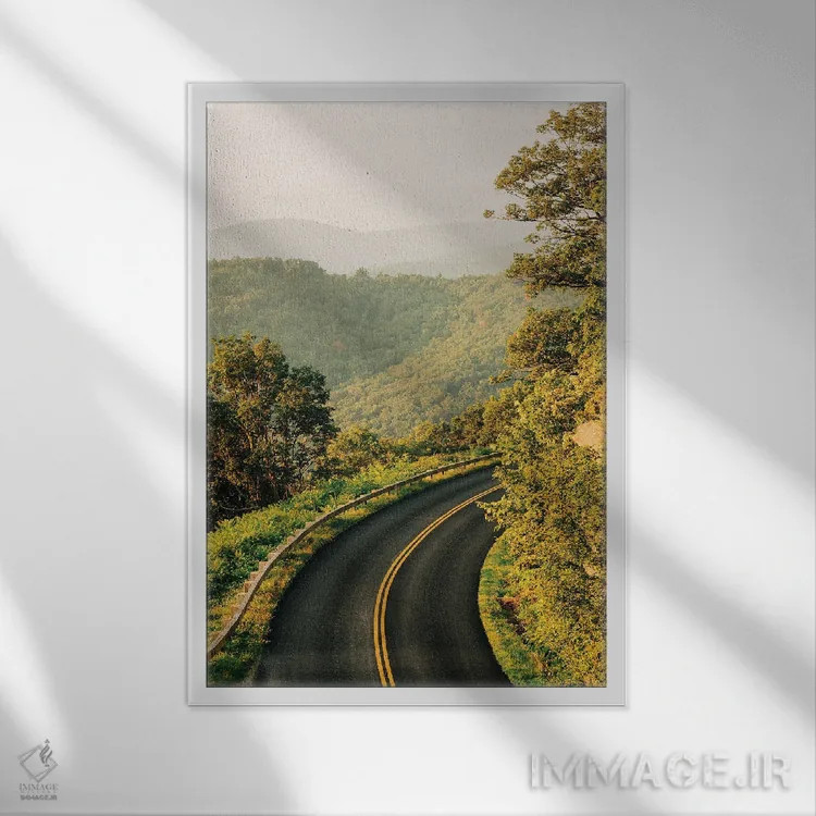 تابلو جاده بلو ریج نزدیک افتون III اثر جان بیلوس - نمای قابدار سفید