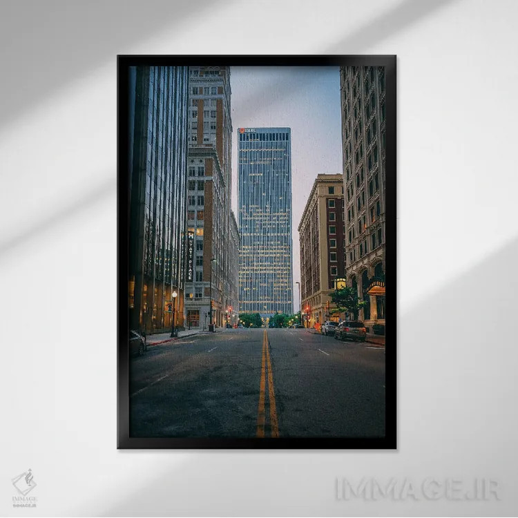 تابلو Tulsa,خیابان بوستون، تالسا اثر جان بیلوس - نمای قابدار مشکی