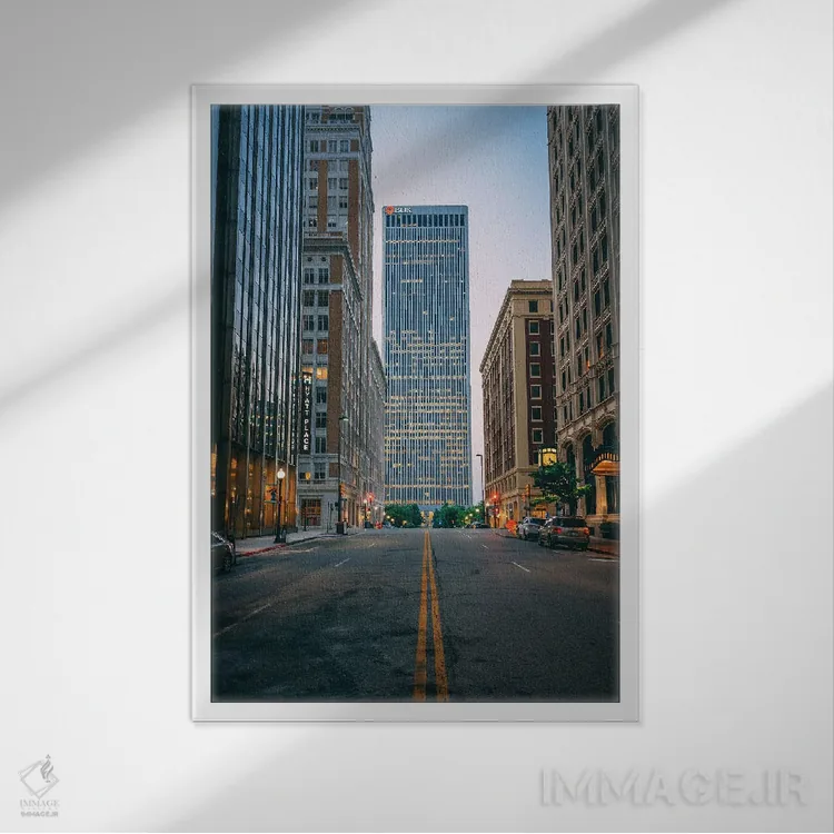 تابلو Tulsa,خیابان بوستون، تالسا اثر جان بیلوس - نمای قابدار سفید