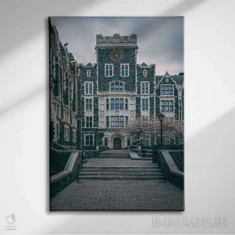 تابلو معماری دانشگاه سیسیانوای (شهر نیویورک) اثر جان بیلوس - نمای روبهرو روی دیوار