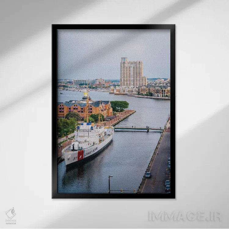 تابلو Inner Harbor,کانال، بندرگاه داخلی اثر جان بیلوس - نمای قابدار مشکی