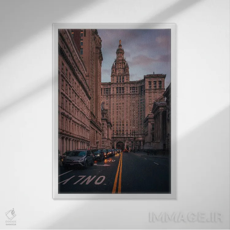 تابلو NYC I,ساختمان شهرداری، نیویورک I اثر جان بیلوس - نمای قابدار سفید