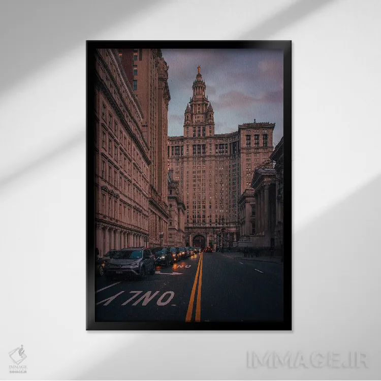 تابلو NYC I,ساختمان شهرداری، نیویورک I اثر جان بیلوس - نمای قابدار مشکی
