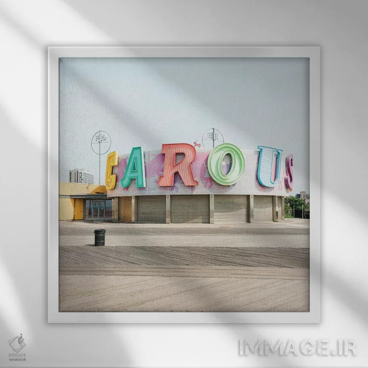 تابلو Coney Island III,چرخوفلک، جزیره کانی III اثر جان بیلوس - نمای قابدار سفید