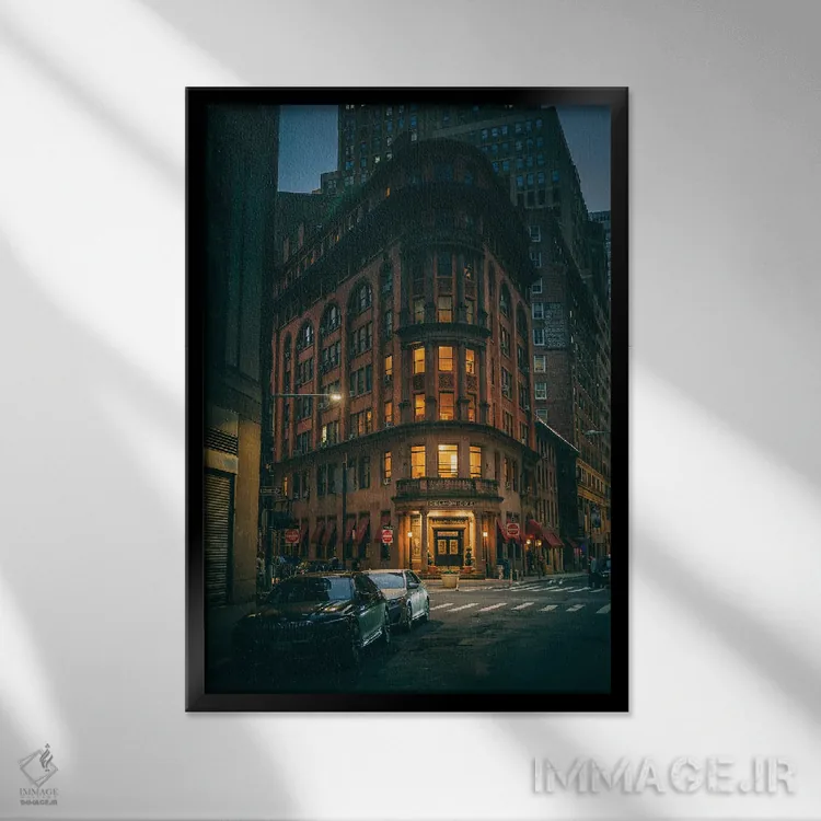 تابلو Fidi,رستوران دلمونیکو، فیدی (منطقه مالی نیویورک) اثر جان بیلوس - نمای قابدار مشکی