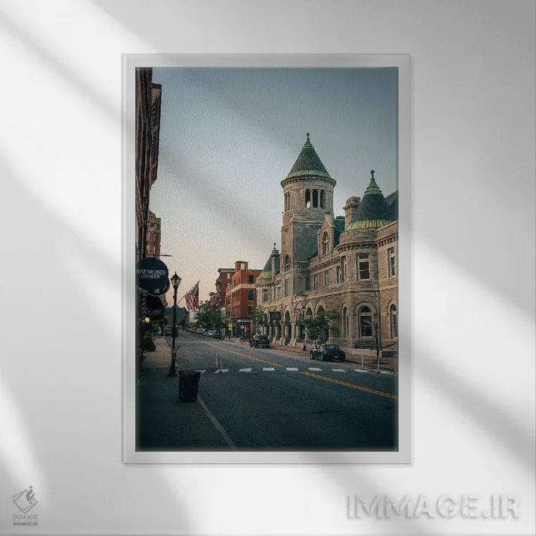 تابلو مرکز شهر آگوستا I اثر جان بیلوس - نمای قابدار سفید