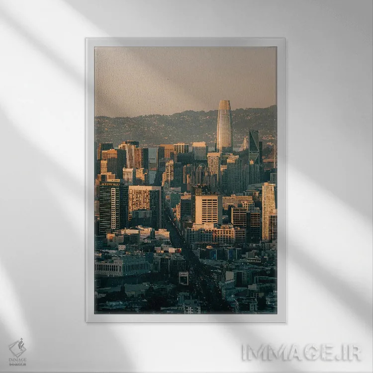 تابلو منظره مرکز شهر از تویین پیکس اثر جان بیلوس - نمای قابدار سفید