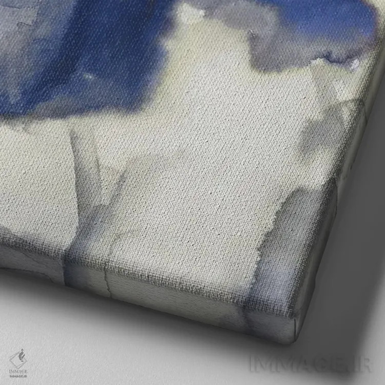 تابلو شکوفههای آبی II اثر الکس بلک - نمای نزدیک بافت بوم