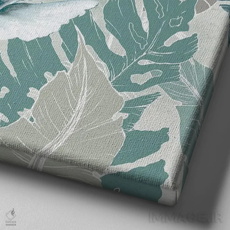 تابلو مناطق گرمسیری سبزآبی I اثر الکس بلک - نمای نزدیک بافت بوم