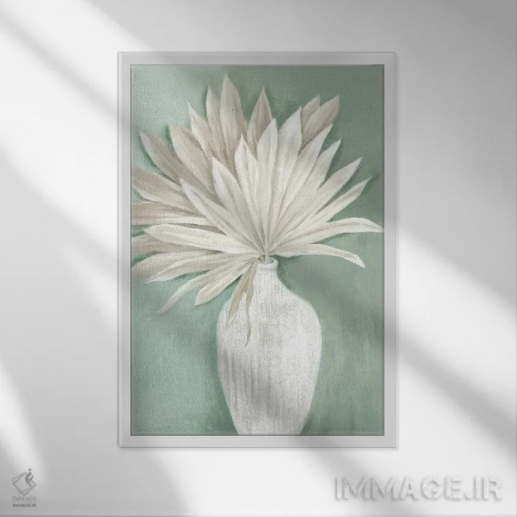 تابلو نخلهای خشک بوهوی شنی II اثر الکس بلک - نمای قابدار سفید