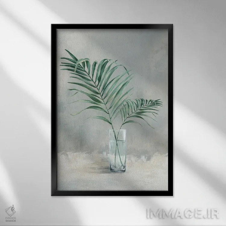 تابلو برگها در لیوان I اثر الکس بلک - نمای قابدار مشکی