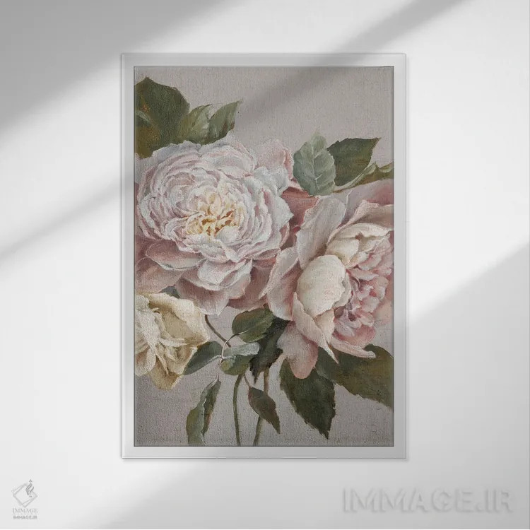 تابلو شکوفه باروک I (سبک هنری) اثر الکس بلک - نمای قابدار سفید