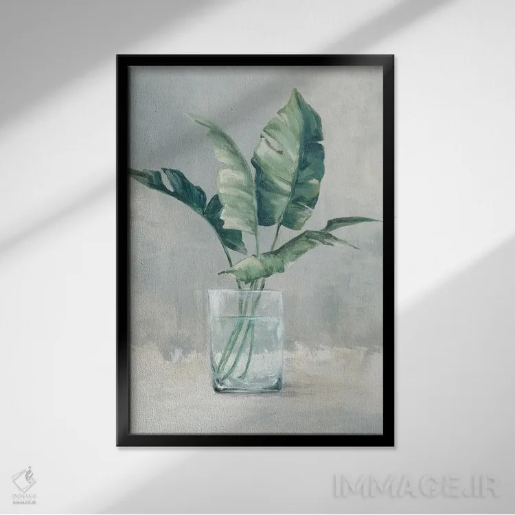 تابلو برگها در لیوان II اثر الکس بلک - نمای قابدار مشکی