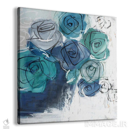 تابلو گلهای آبی در گلدان اثر الکس بلک - نمای پرسپکتیو محصول