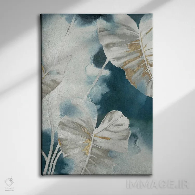 تابلو نخلهای گرمسیری آبی اثر الکس بلک - نمای روبهرو روی دیوار