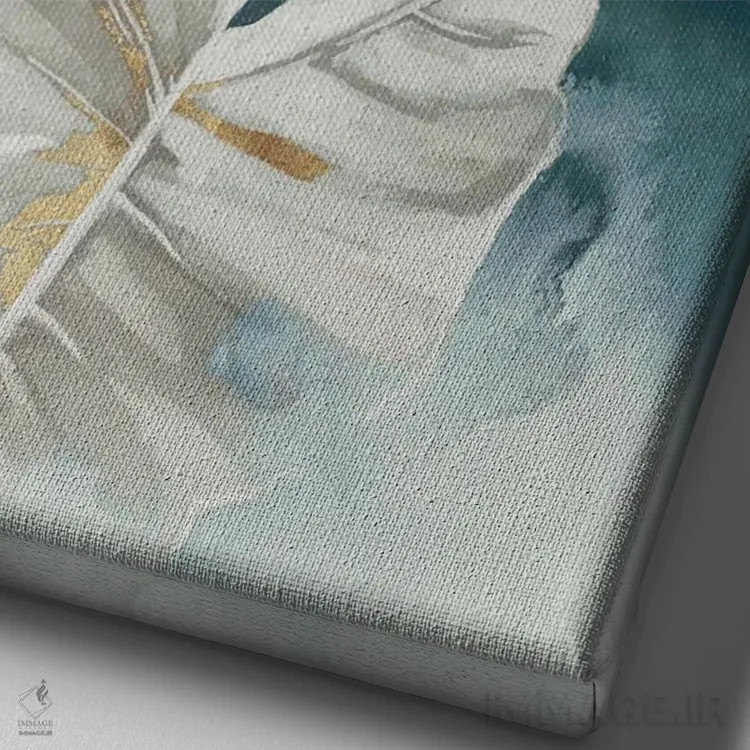 تابلو نخلهای گرمسیری آبی اثر الکس بلک - نمای نزدیک بافت بوم