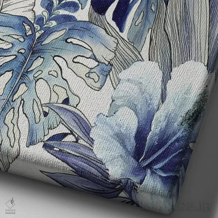 تابلو جنگل گرمسیری آبی I اثر الکس بلک - نمای نزدیک بافت بوم