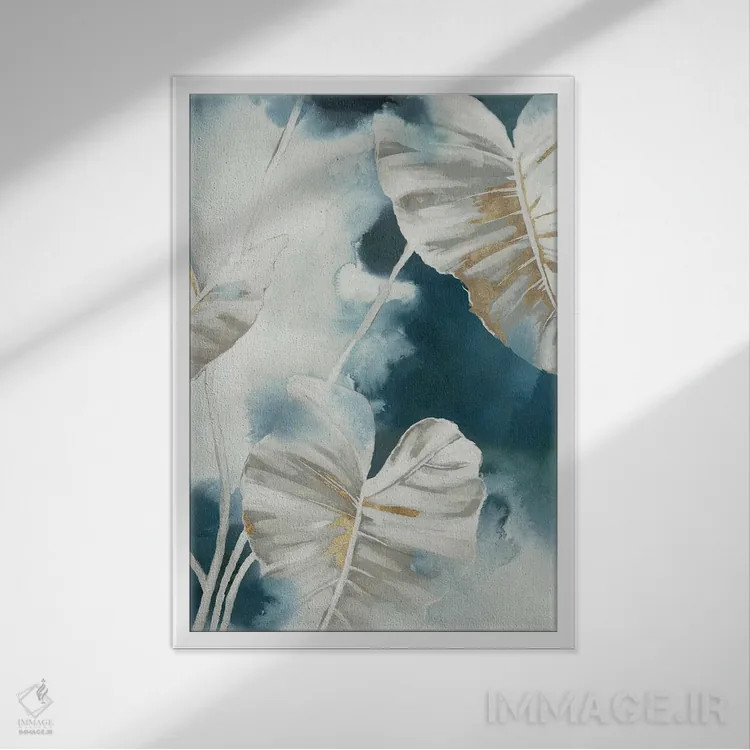 تابلو نخلهای گرمسیری آبی اثر الکس بلک - نمای قابدار سفید