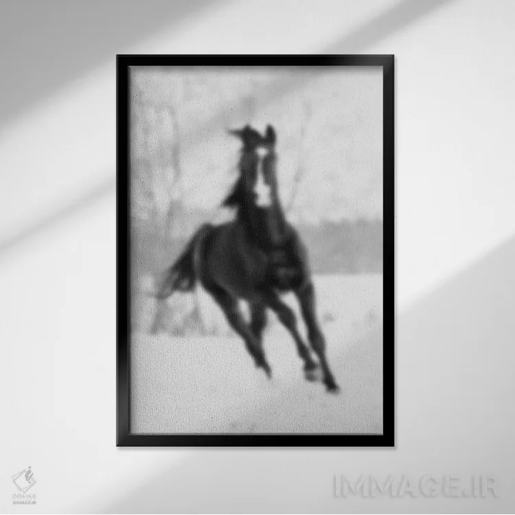 تابلو اسب محو (فرانسوی) اثر فایو بای فایو کالکتیو - نمای قابدار مشکی