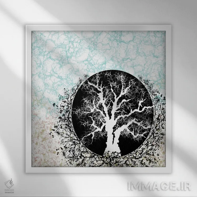 تابلو ریشهها اثر جی.بلو استودیو (استودیو هنری) - نمای قابدار سفید