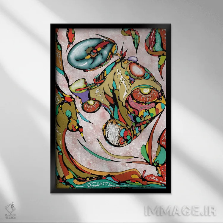 تابلو چهرهٔ هزاران (تعدد) اثر جی.بلو استودیو (استودیو هنری) - نمای قابدار مشکی