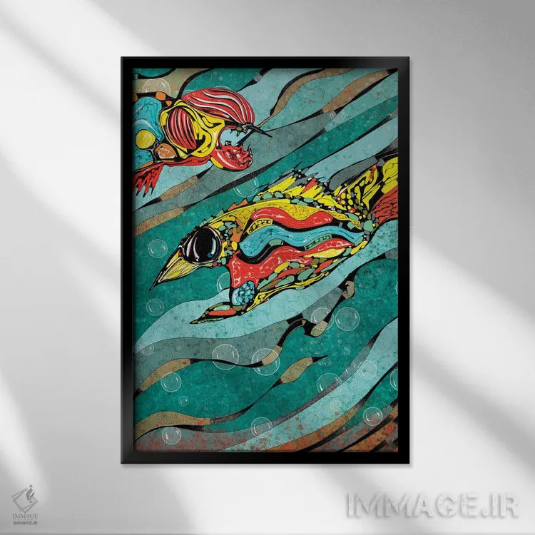 تابلو دریای عمیق اثر جی.بلو استودیو (استودیو هنری) - نمای قابدار مشکی