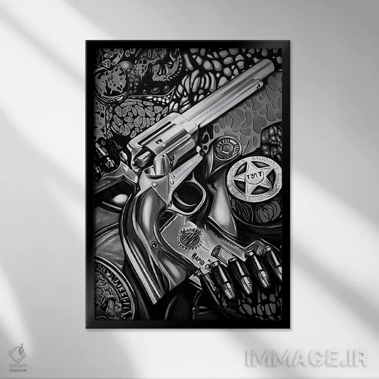 تابلو کلانتر غرب وحشی اثر جی.بلو استودیو (استودیو هنری) - نمای قابدار مشکی