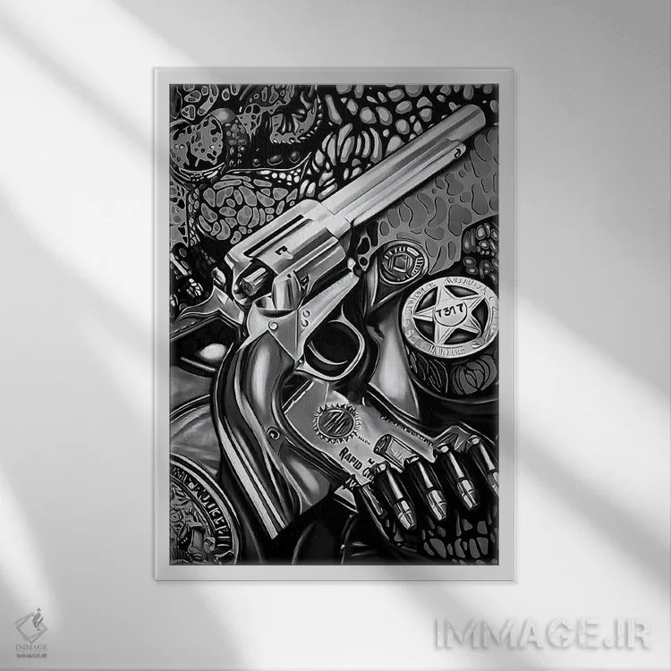 تابلو کلانتر غرب وحشی اثر جی.بلو استودیو (استودیو هنری) - نمای قابدار سفید