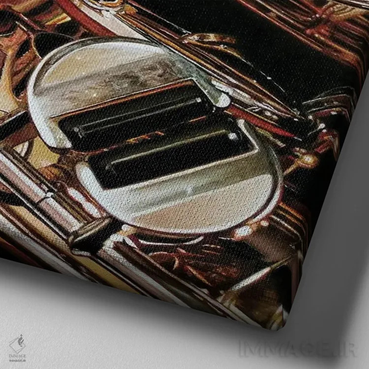 تابلو ساکسفلای (ترکیبی از ساکسوفون و پرواز) اثر جی.بلو استودیو (استودیو هنری) - نمای نزدیک بافت بوم