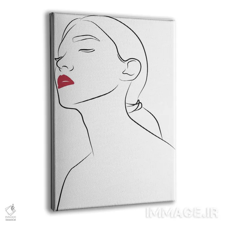 تابلو بانویی با لبهای قرمز اثر بلک پرینتس - نمای پرسپکتیو محصول