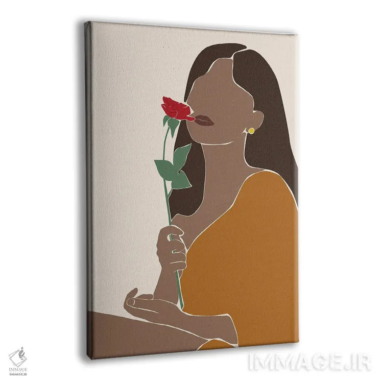 تابلو بانویی با گل رز اثر بلک پرینتس - نمای پرسپکتیو محصول