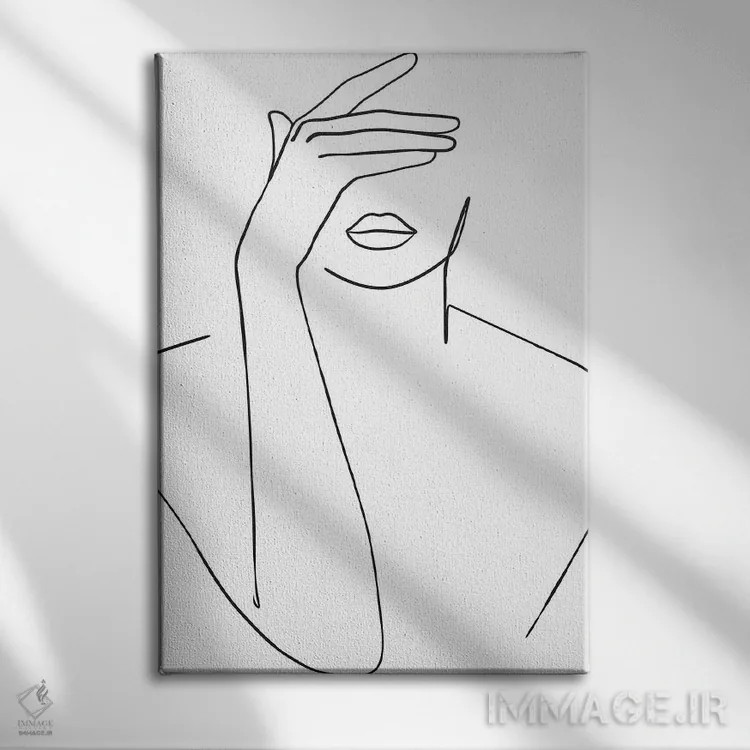 تابلو بانویی که صورتش را پنهان کرده اثر بلک پرینتس - نمای روبهرو روی دیوار