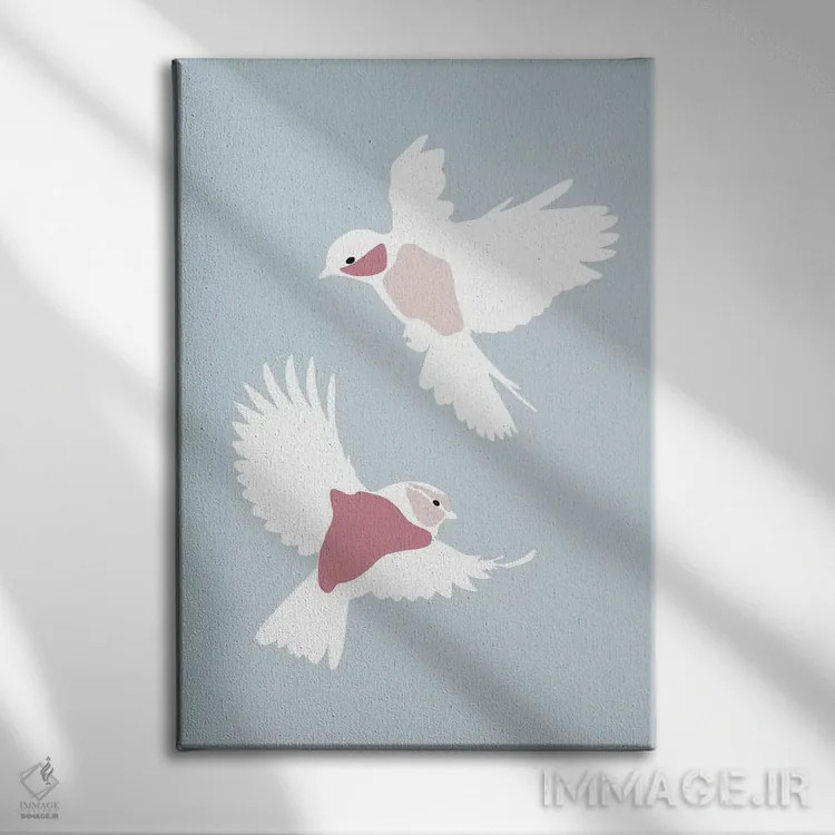 تابلو پرندگان (فرم مستطیل) اثر بلک پرینتس - نمای روبهرو روی دیوار