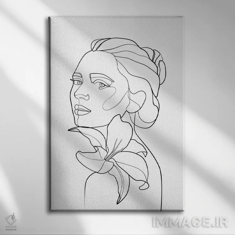 تابلو هنر خطی سوسن اثر بلک پرینتس - نمای روبهرو روی دیوار