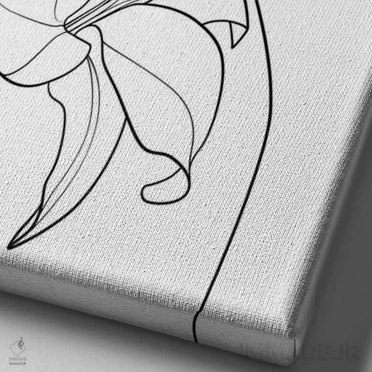 تابلو هنر خطی سوسن اثر بلک پرینتس - نمای نزدیک بافت بوم