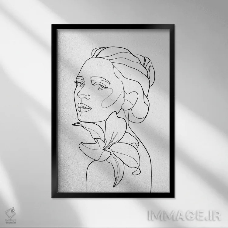 تابلو هنر خطی سوسن اثر بلک پرینتس - نمای قابدار مشکی