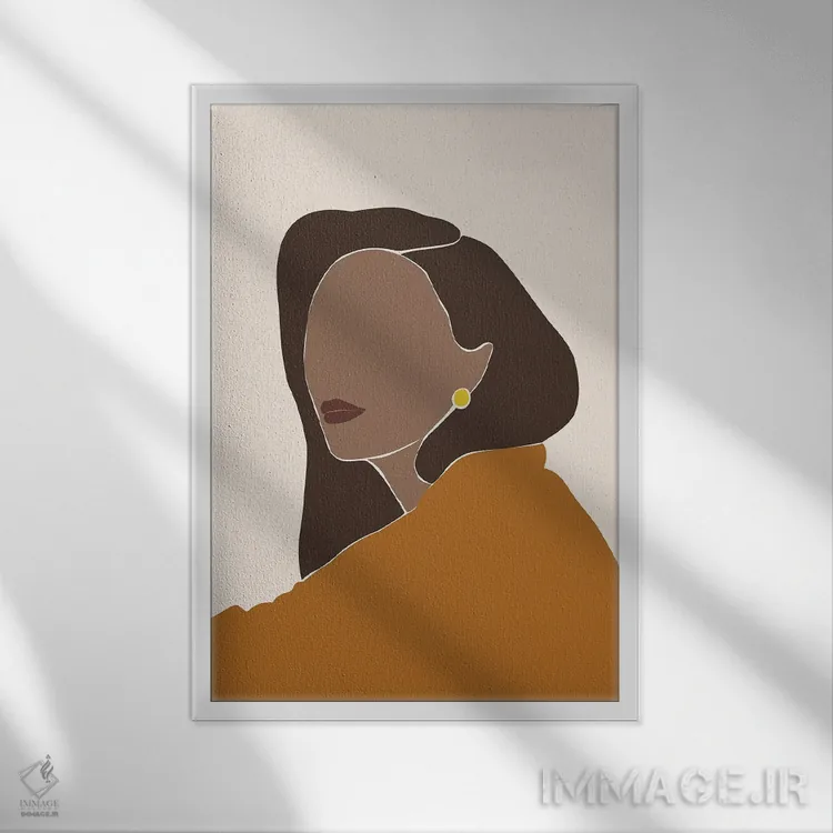 تابلو پرتره زن انتزاعی اثر بلک پرینتس - نمای قابدار سفید