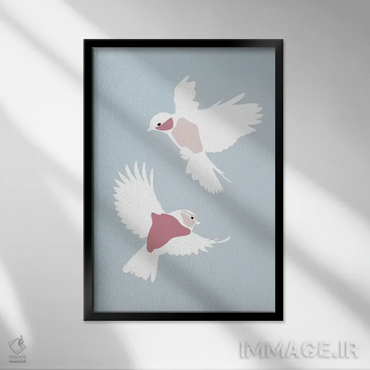 تابلو پرندگان (فرم مستطیل) اثر بلک پرینتس - نمای قابدار مشکی