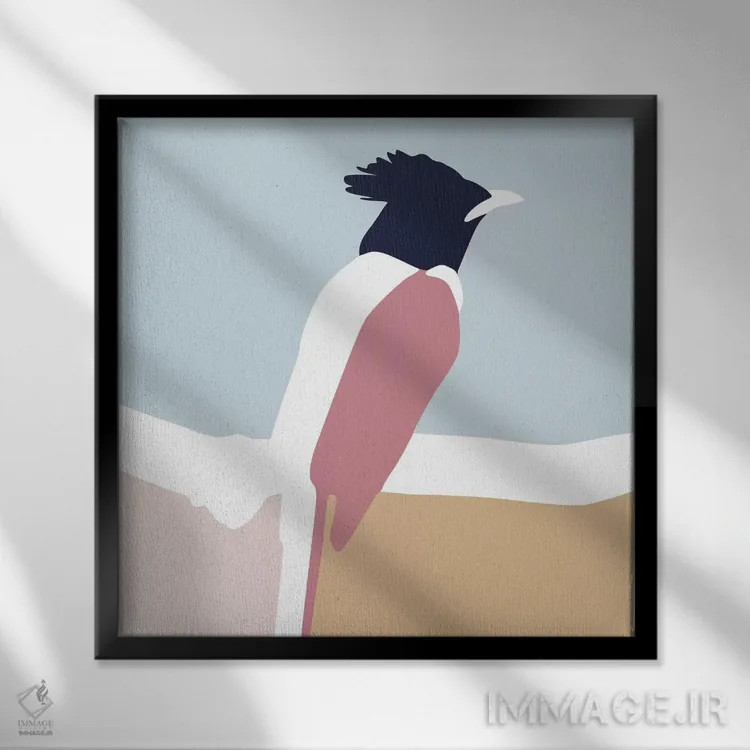 تابلو پرنده (فرم مربع) اثر بلک پرینتس - نمای قابدار مشکی