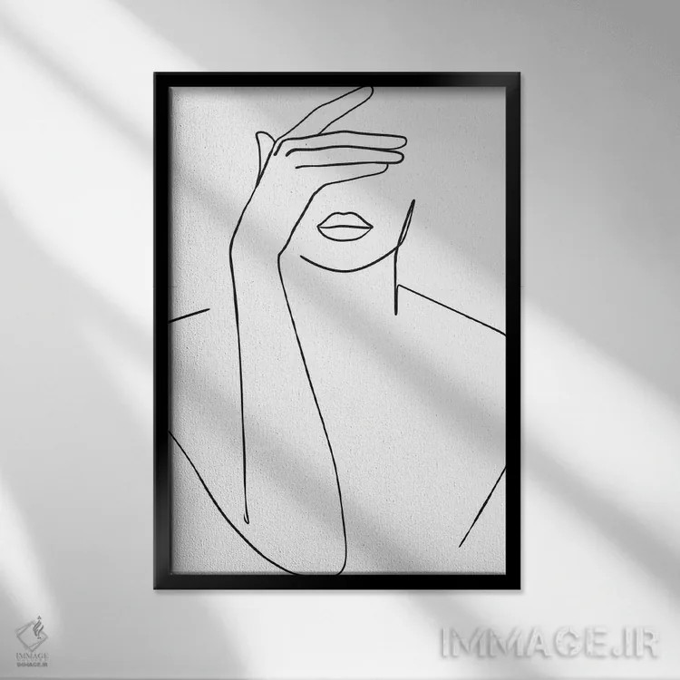 تابلو بانویی که صورتش را پنهان کرده اثر بلک پرینتس - نمای قابدار مشکی