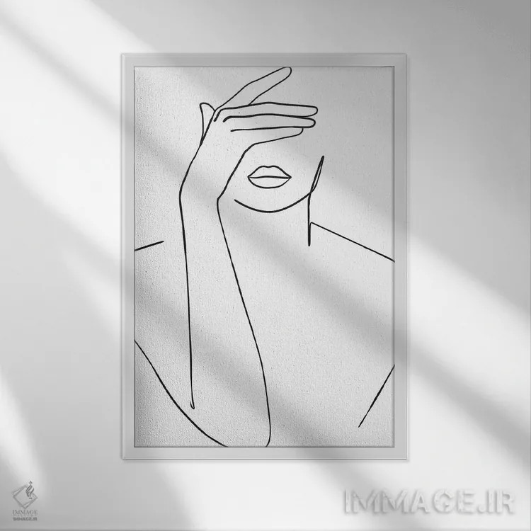 تابلو بانویی که صورتش را پنهان کرده اثر بلک پرینتس - نمای قابدار سفید