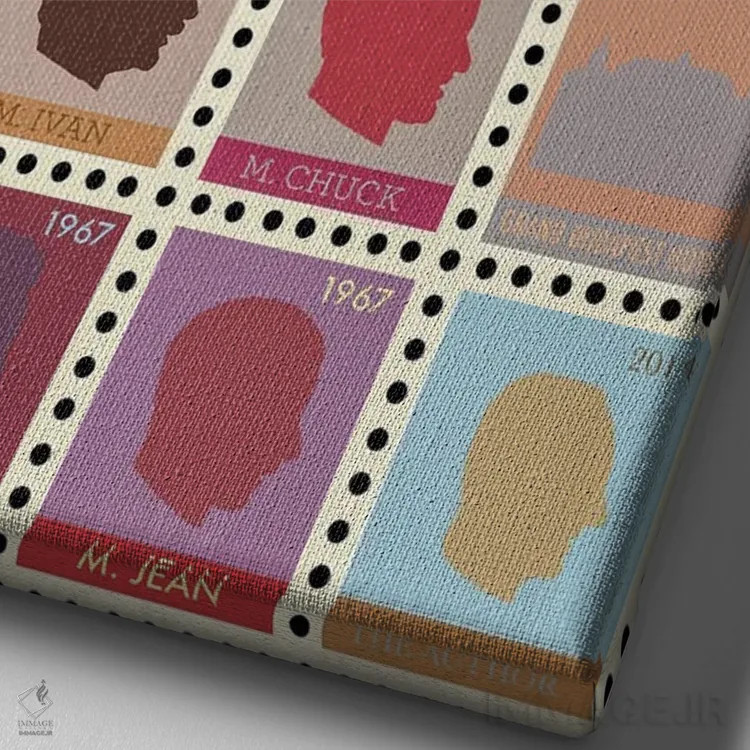 تابلو هتل گرند بوداپست (به سبک تمبر) اثر جردن بولتون - نمای نزدیک بافت بوم