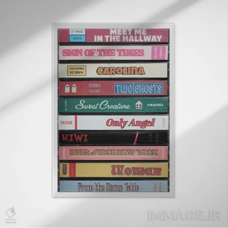 تابلو آلبوم اول هری استایلز (به سبک کاست) اثر جردن بولتون - نمای قابدار سفید