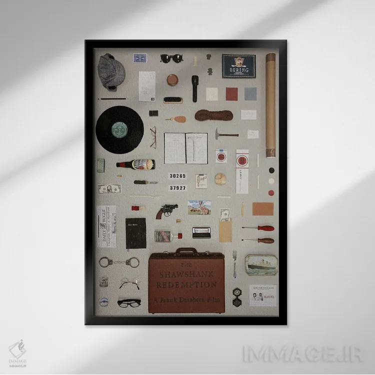 تابلو اشیای رستگاری در شاوشنک اثر جردن بولتون - نمای قابدار مشکی