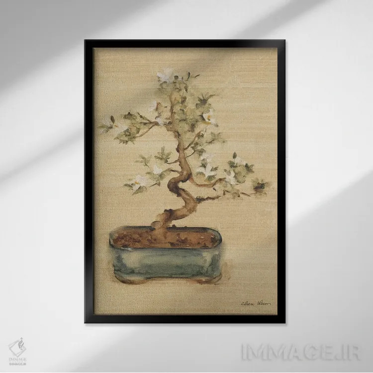 تابلو بونسای ۲ اثر چری بلوم - نمای قابدار مشکی