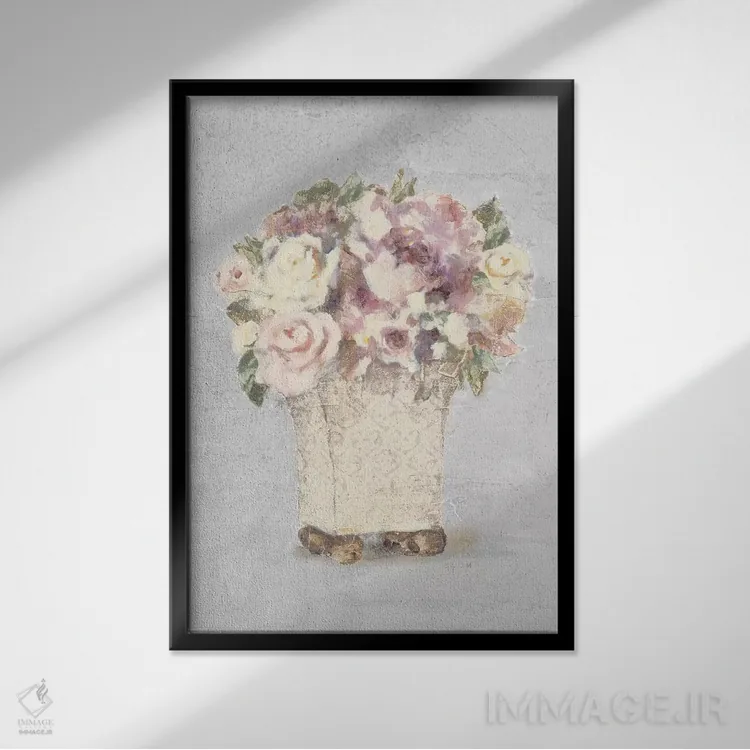 تابلو گل رز نشیمنگاه ۲ (مریمگلی) اثر چری بلوم - نمای قابدار مشکی